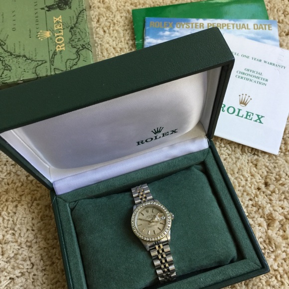 Ladies Rolex Datejust with diamond bezel & tapestry dial - Picture 2 of 6